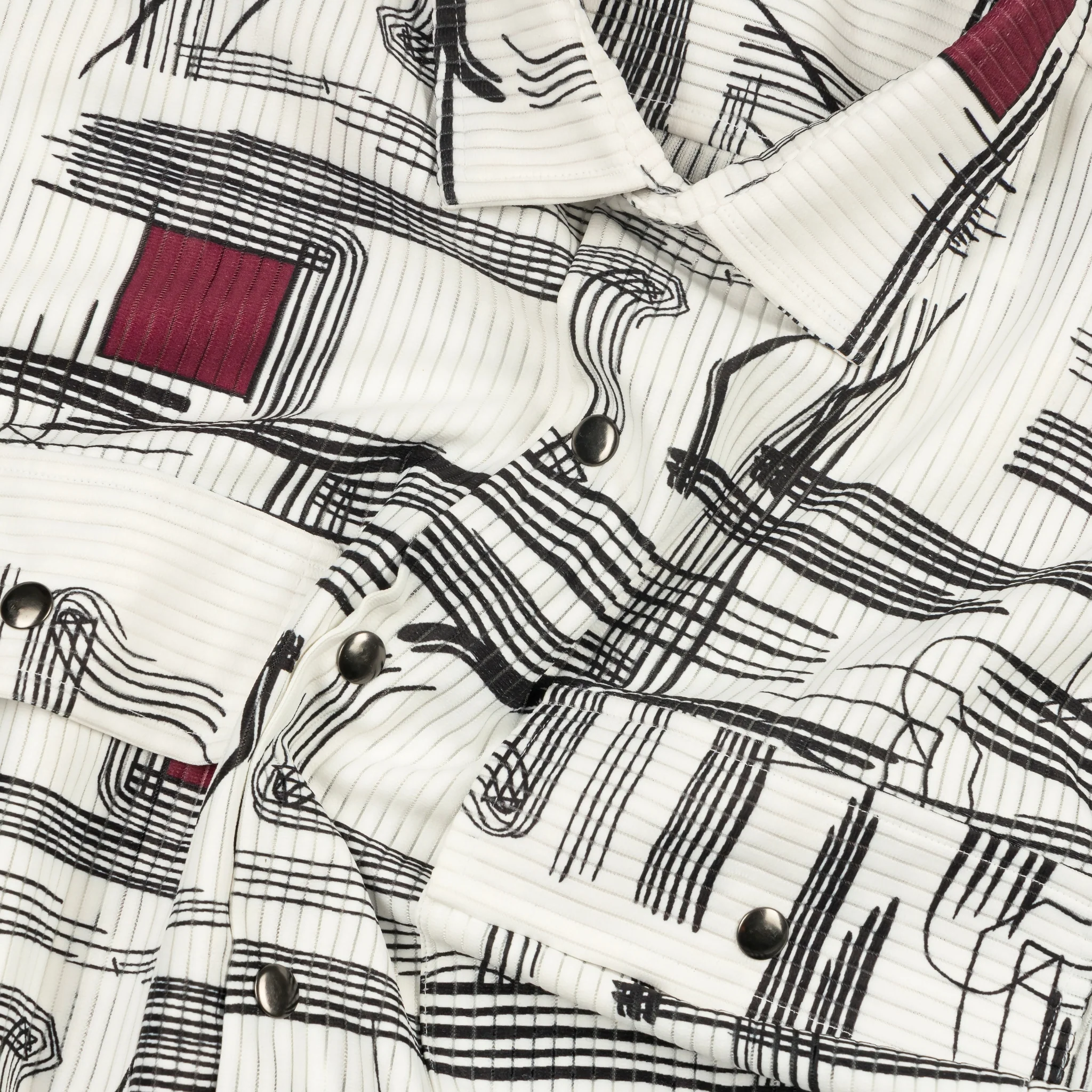 Urban Quill White & Red Printed Corduroy Full Sleeves Shacket - Image 2