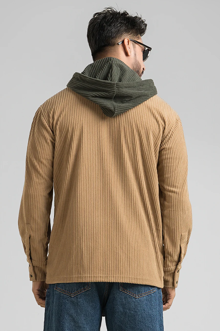 Urbanist Beige Corduroy Hooded Shacket - Image 2