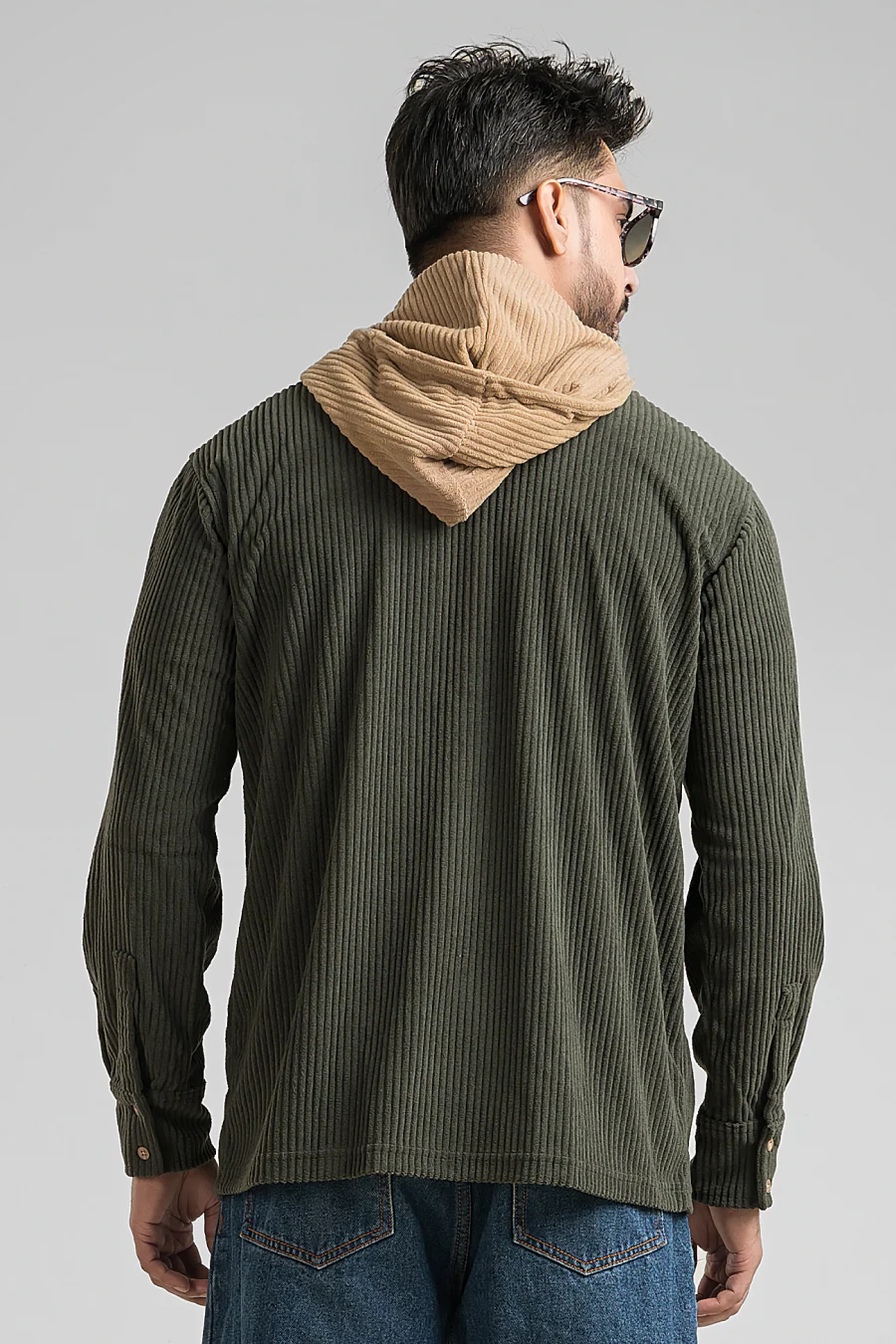 Urbanist Bottlegreen Corduroy Hooded Shacket - Image 2
