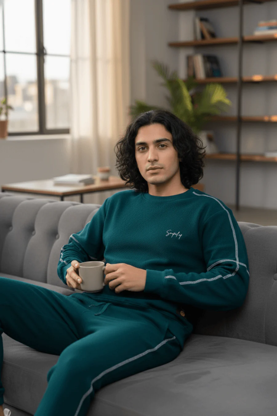 Vogue Verve Bottlegreen Cotton Sweatshirt & Joggers Co-Ord Set - Image 3