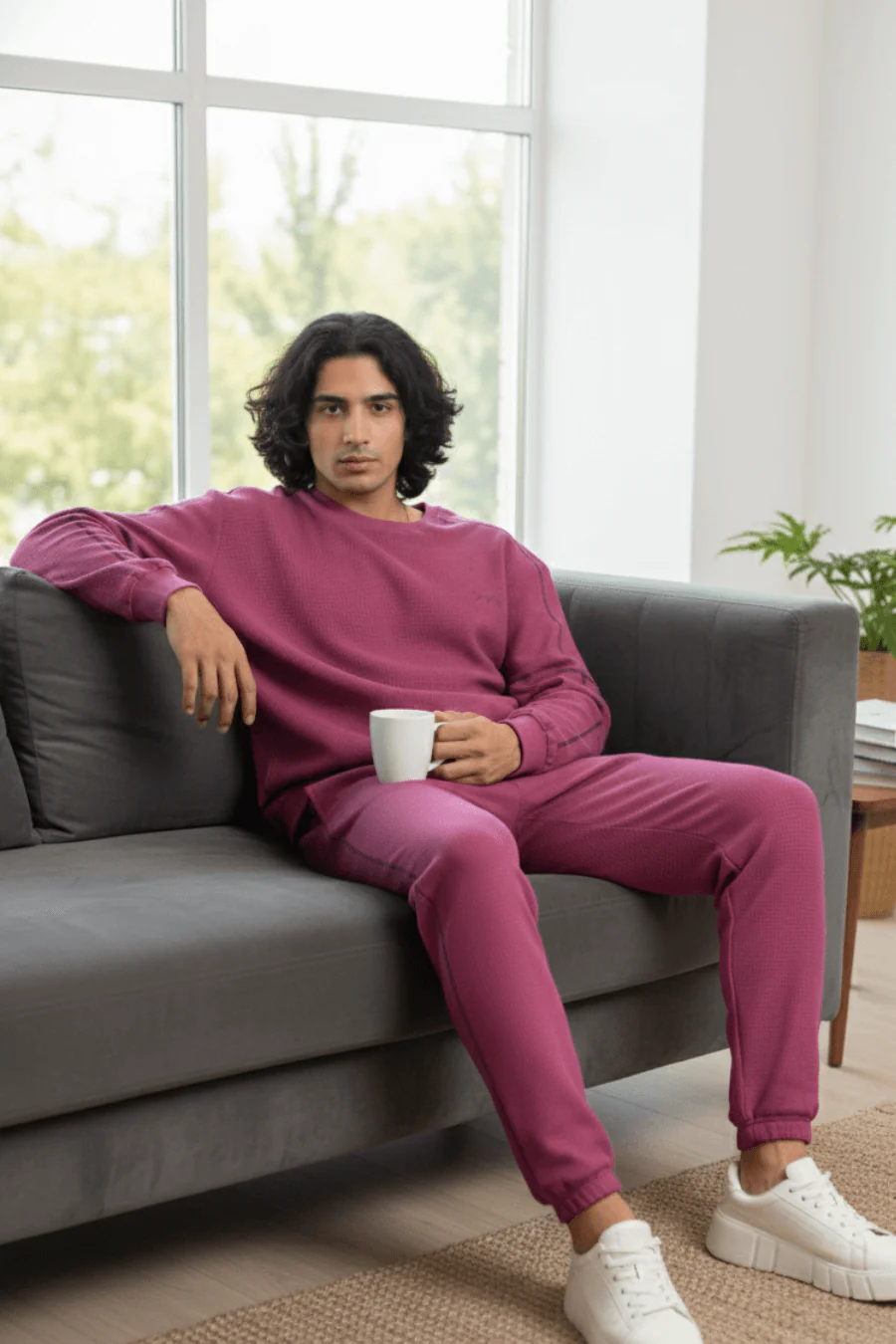 Vogue Verve Mauve Cotton Sweatshirt & Joggers Co-Ord Set - Image 3