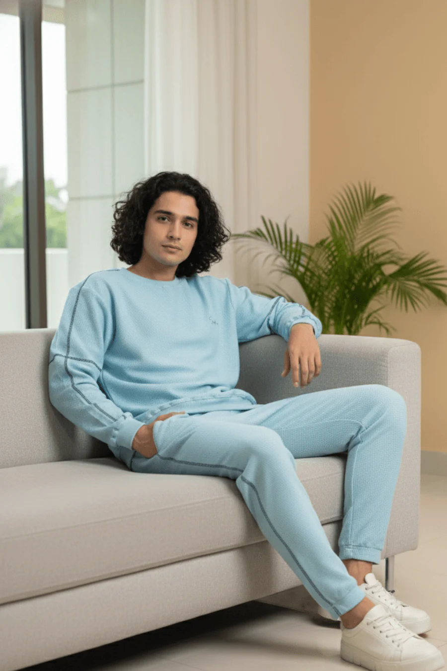 Vogue Verve Sky Blue Cotton Sweatshirt & Joggers Co-Ord Set - Image 3