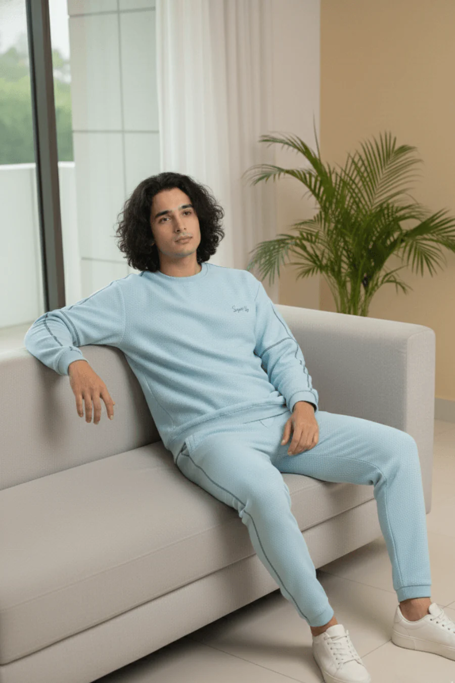 Vogue Verve Sky Blue Cotton Sweatshirt & Joggers Co-Ord Set - Image 5