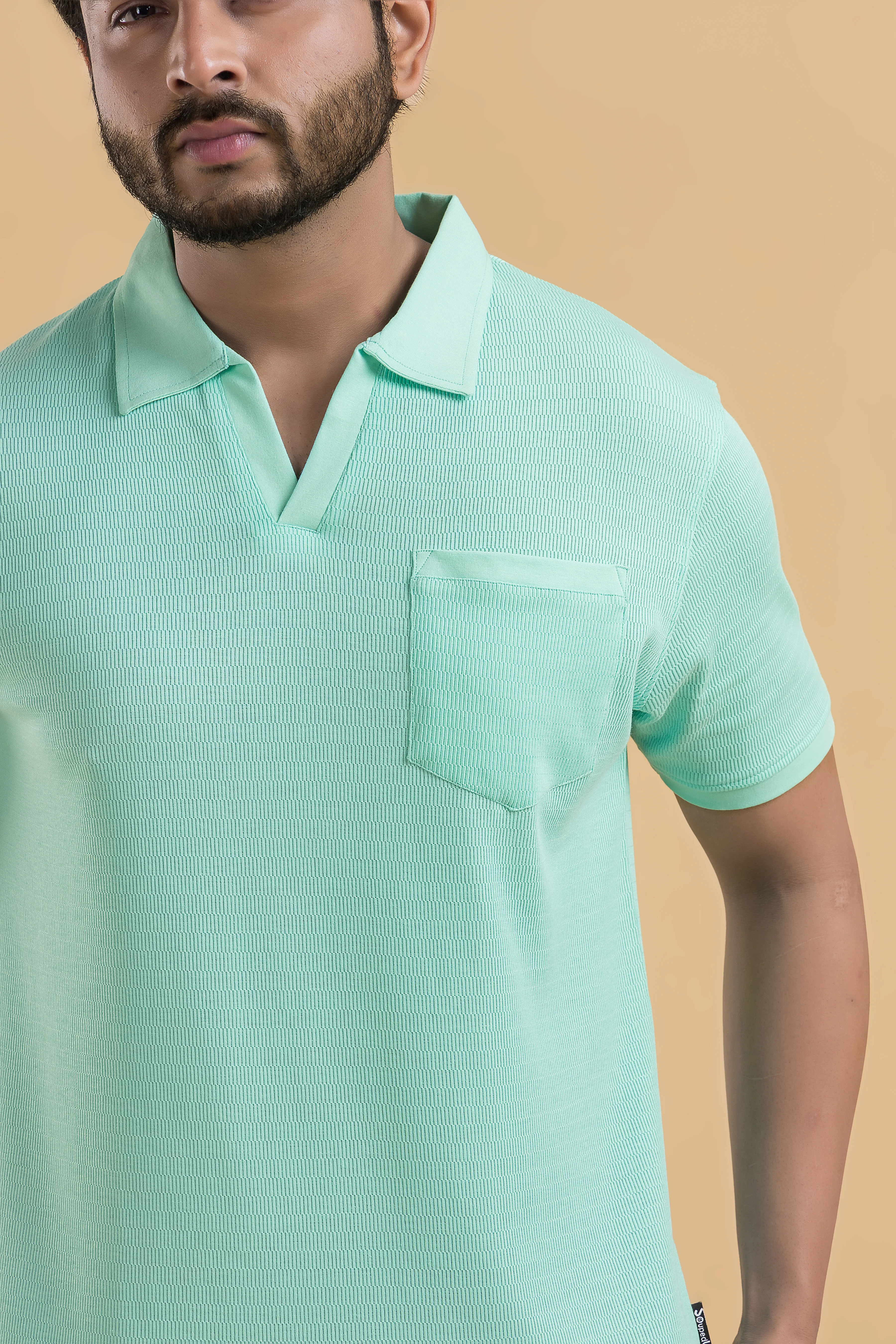 Zephyr Zest Turquoise Half Sleeves Cotton Polo T-Shirt - Image 2
